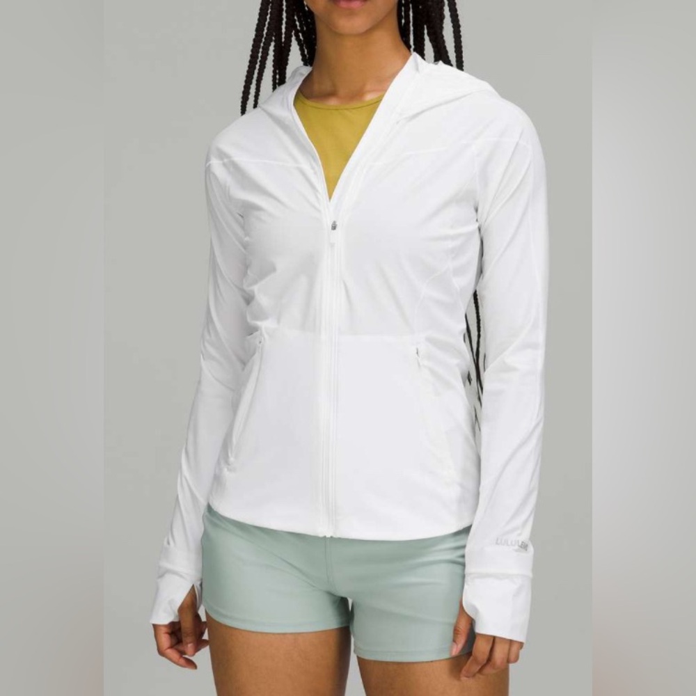 lululemon athletica beige hooded zip jacket